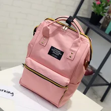 Solid Backpack School Travel Bag Double Shoulder Bag Zipper Bag Women Canvas Backpack school backpack Teenage Girls Backpack patch detail double zipper canvas backpack
