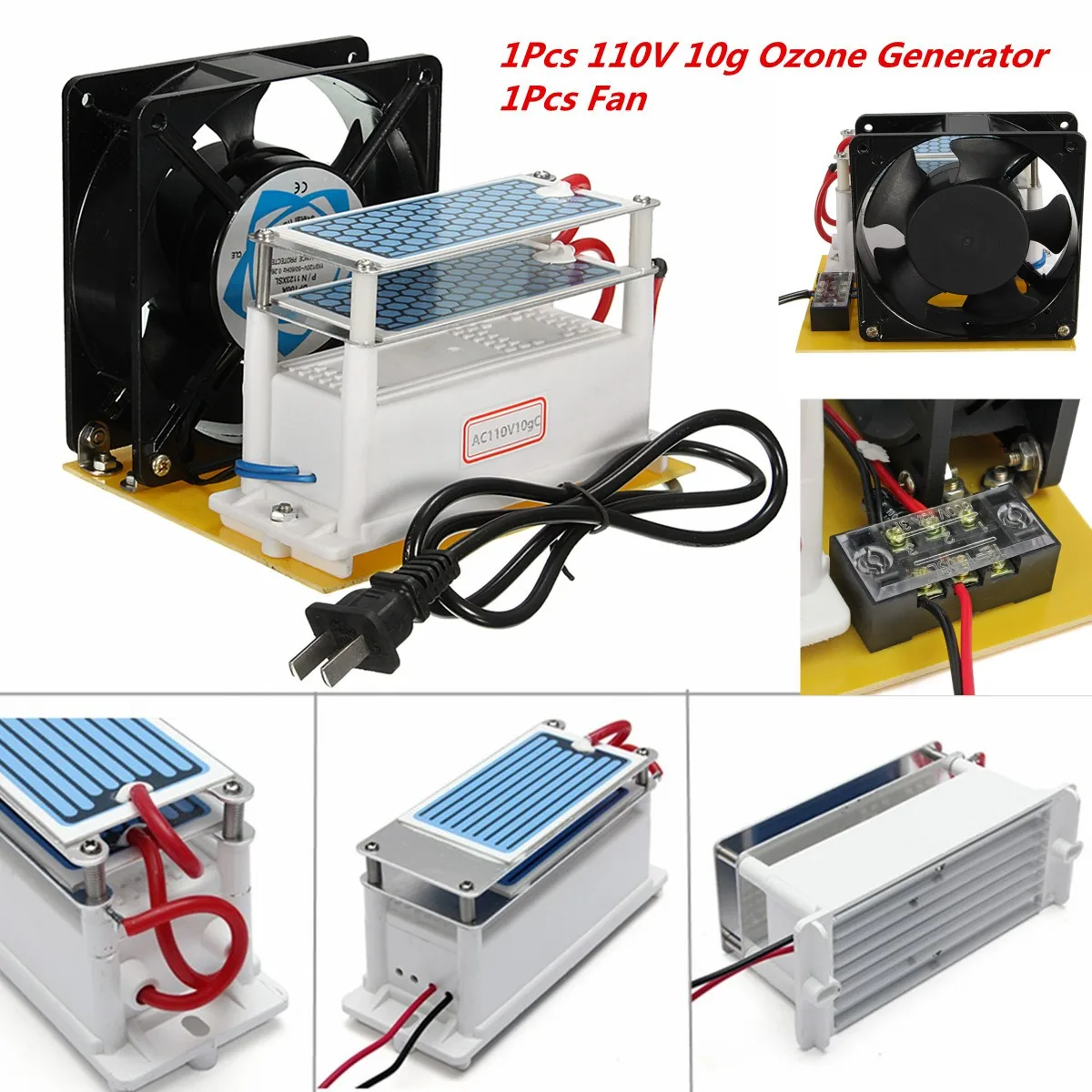 

110v 10g/H Ozone Generator Ceramic Plate Long Life Ozonizer Sterilizer Fan Air Purifier Machine Heavy Duty