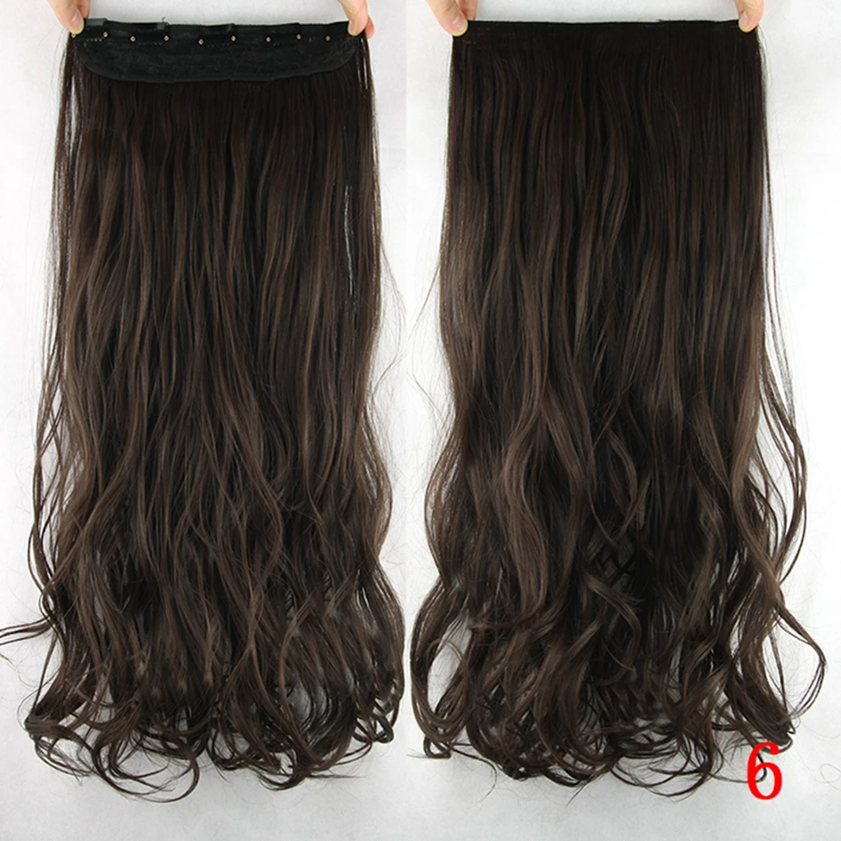 Soowee 60 см Длинные Синтетические волосы на заколках для наращивания, термостойкие волосы, натуральные волнистые волосы, аксессуары для головных уборов - Цвет: #6