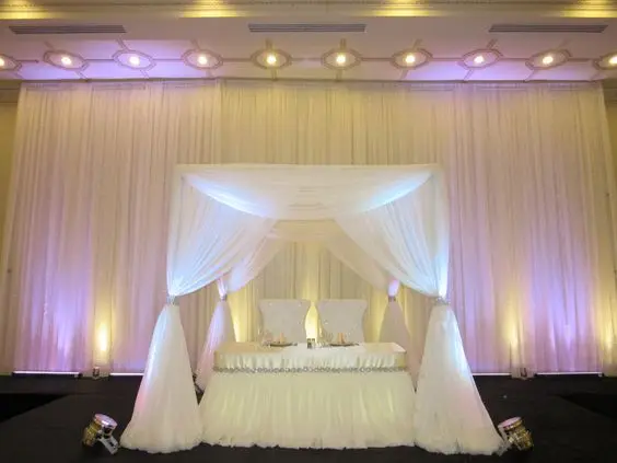 3 м x 3 м x 3 м белый цвет Свадебный павильон шторы с подставкой из нержавеющей стали, Свадебный сценический занавес церковная драпировка