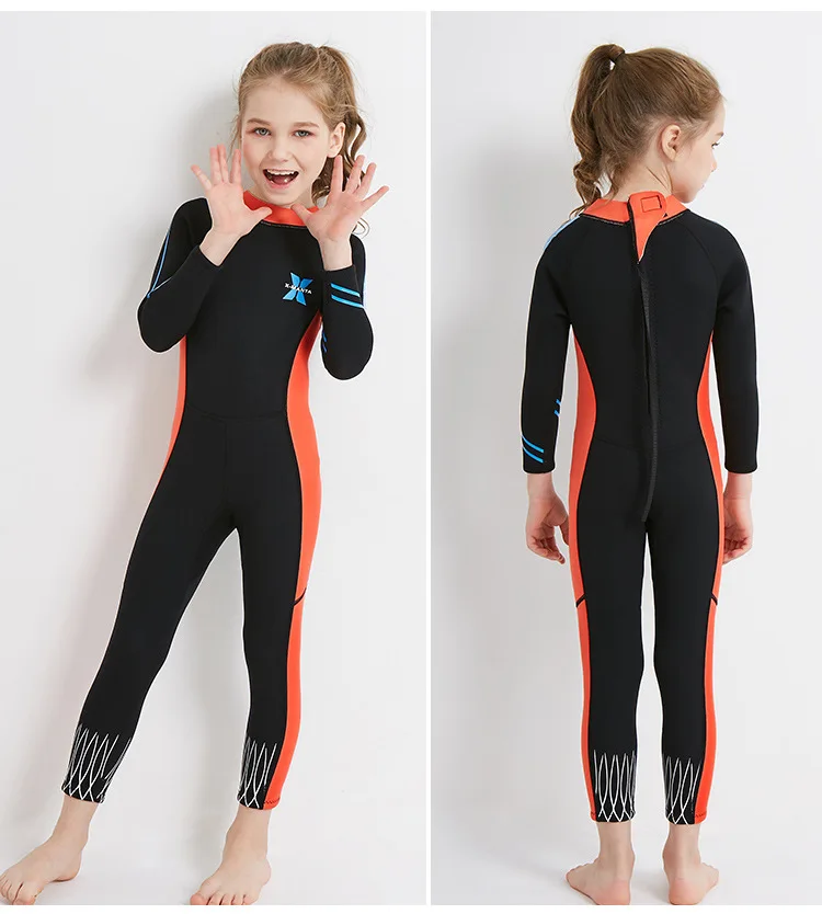 Детский Гидрокостюм для ныряния и Паруса для девочек 2,5 мм, гидрокостюм для серфинга и дайвинга, для кожи, дайвинг плавание, детский цельный теплый купальник