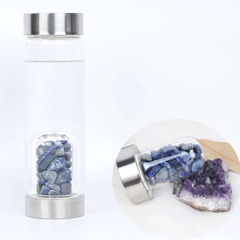 Продукт, кристальная кварцевая бутылка с драгоценным камнем, стеклянная бутылка для воды, креативная энергетическая спа-чашка, подарок на год, чашка для здоровья, бутылка для воды с драгоценными камнями