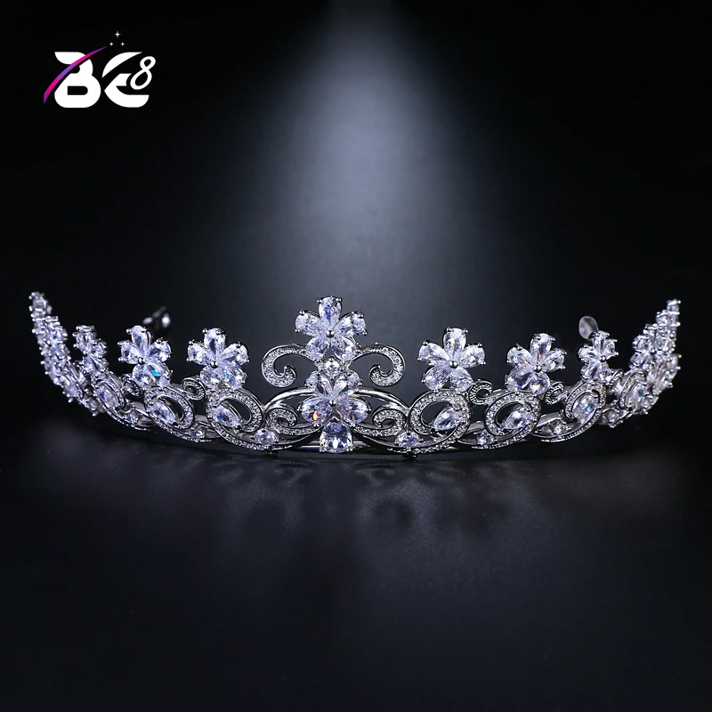 

Be 8 Beautiful Flower Women Bride Tiaras Crwon AAA Cubic Zirconia Pageant Hair Accessories Fashion Jewelry H081