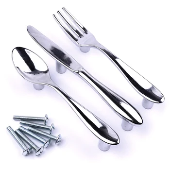

3PCS Creative Spoon Fork Knife Kitchen Cabinet Closet Drawer Pull Handles Knobs 3