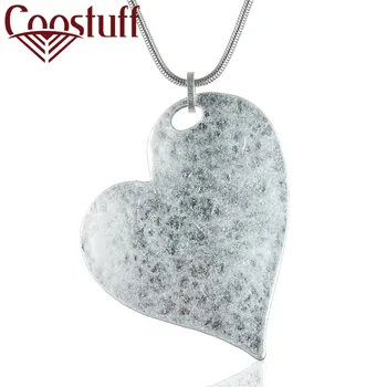 

Silver Color Long Necklace Heart Pendants Wholesale Fashion Necklaces Women Vintage Jewelry collares mujer choker kolye bijoux