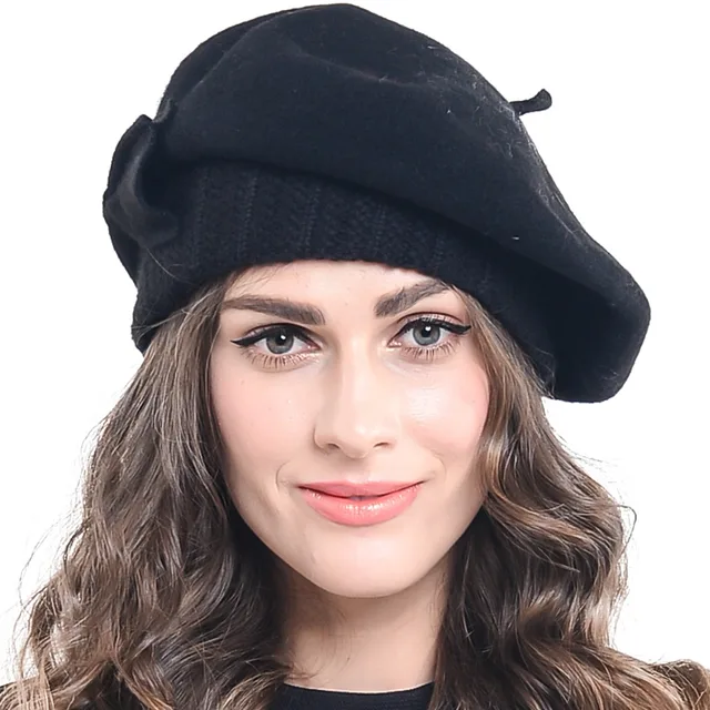 Women French Berets 100% Wool Beret Warm Beanie Skullcap Winter Hat ...