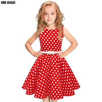 

Polka Dot Kids Girls Summer Dress Children Clothing Sleeveless Princess Cotton Dress Girl Audrey 1950s Vintage Swing Party Dress