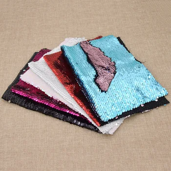 

A4 21X29cm Colorful Shiny Polyester Double Face Reversible Sequins Fabric DIY Shoes Sewing Cloth Decoration
