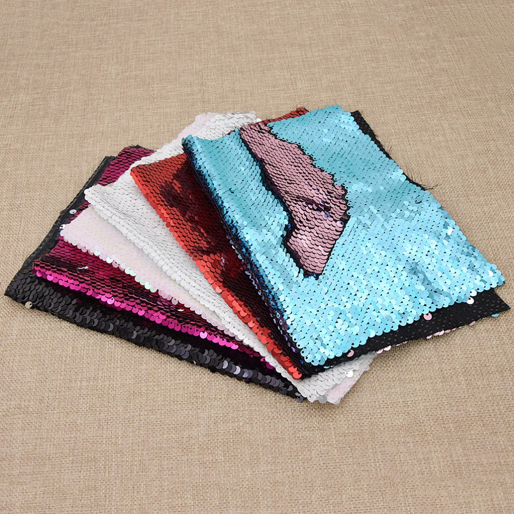 

Lychee A4 21X29cm Colorful Shiny Polyester Double Face Reversible Sequins Fabric DIY Shoes Sewing Cloth Decoration