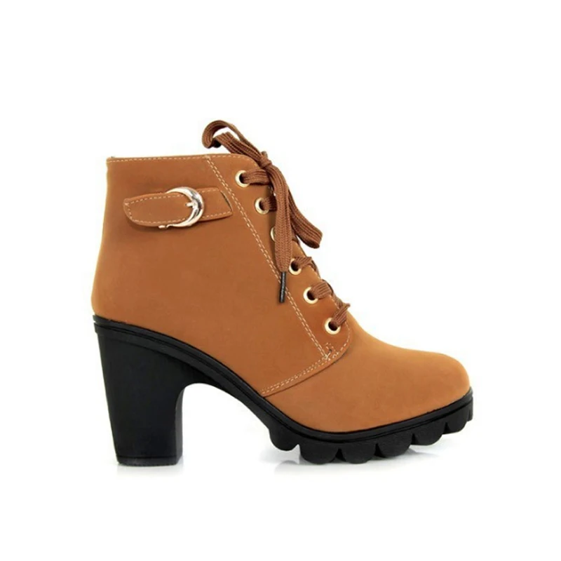 Ceny HIBISMIX damskie szpilki botki 2019 damskie jesienne zimowe zasznurować Zip buty na platformie moda PU skórzane buty 1133