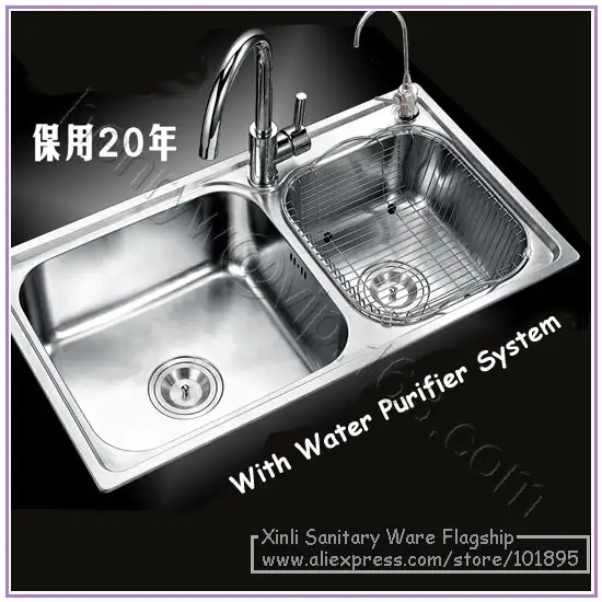 Retail Luxury Sus 304 Stainless Steel Kitchen Sink Double Bowel Sus 304 Stainless Steel Kitchen Sink
