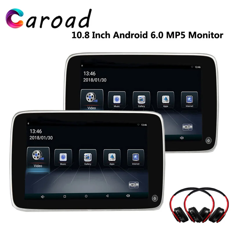 

Caroad 2PCS 10.8 Inch Android 6.0 Car Headrest Monitor IPS Touch Screen 1080P Video WIFI/USB/SD/Bluetooth/Speaker/FM Transmitter