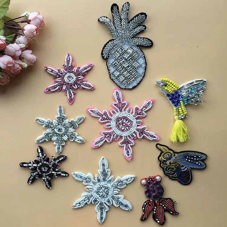Flower Beaded Patch for Clothing Sewing on Patch Rhinestone Beading