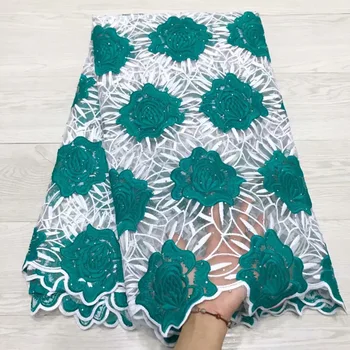 

Green White High Quality African Lace Fabric Net 2019 French Lace Fabric Tulle With stones Nigerian Lace Fabric For Wedding