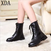 XDA/ Новое поступление; модные армейские ботинки; женские мотоциклетные ботинки в готическом стиле; ботинки в стиле панк; женская обувь на шнуровке; Размеры 35-42