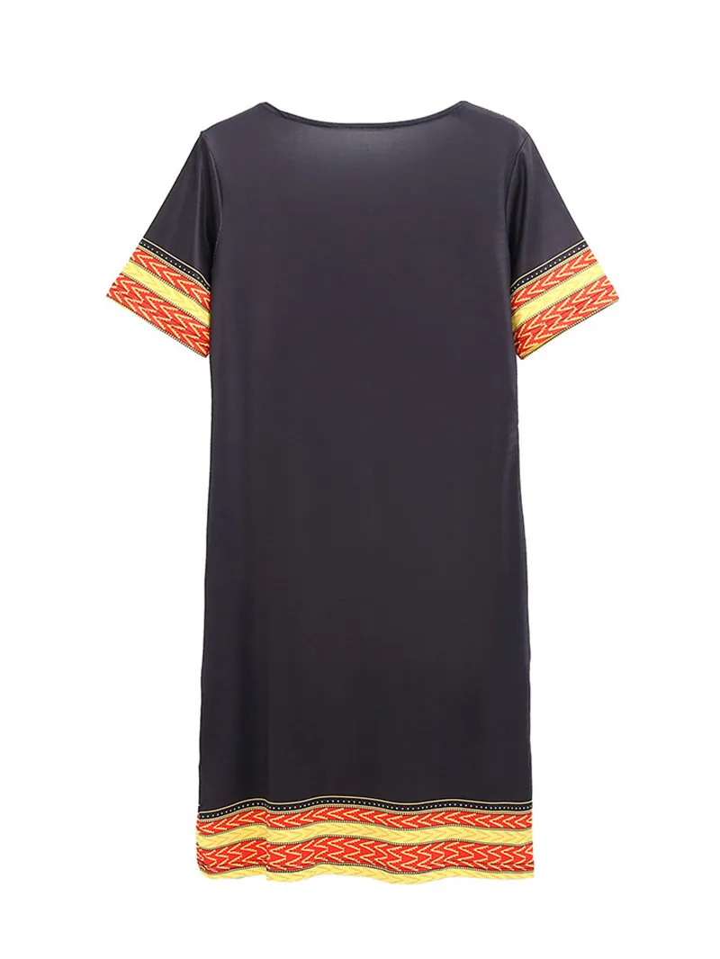 Gladiolus 2019 Summer Dress Women Short Sleeve V Neck Pocket Bodycon Sexy Ethnic Print Women Dress Plus Size 3XL Ladies Dresses (44)