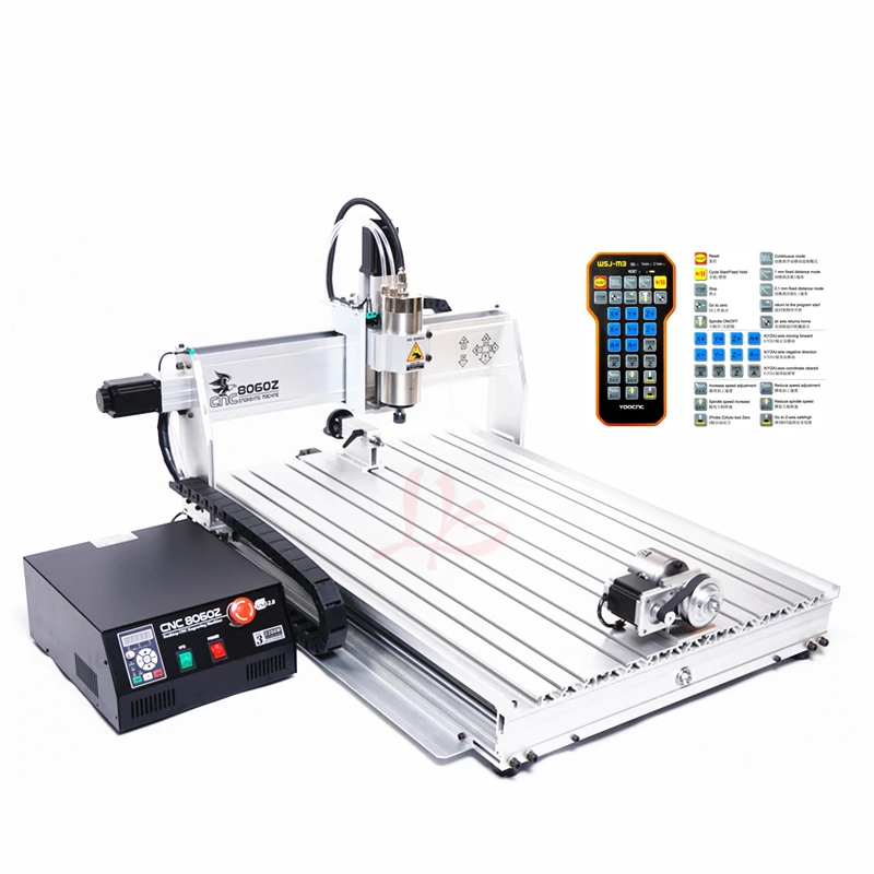 

8060 CNC Router 2200W 3 4axis PVC ABS PCB Wood Aluminum Enggraving machine with handweel