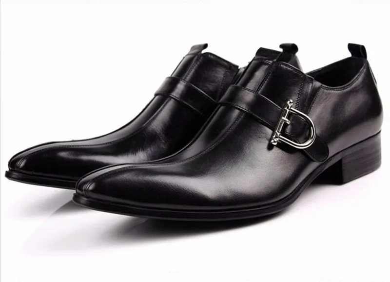 Large size EUR45 Brown/black pointed toe summer loafers men dress shoes genuine leather formal business shoes mens wedding shoes 8