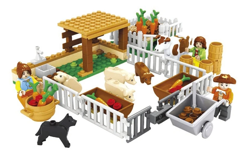 Model building kits compatible with font b lego b font city happy farm 244 3D blocks