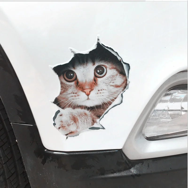 1pcs 3D Cat Stickers Funny Simulation Cute Cartoon Vinyl Reflective Stickers Cat for Laptop Motorcycle Car Window Suitcase