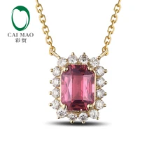 Caimao 1.72ct розовый Изумрудное кольцо Турмалин ювелирные изделия с бриллиантами, 14 k, покрыто желтая Золотая цепь Подвеска в области ключицы