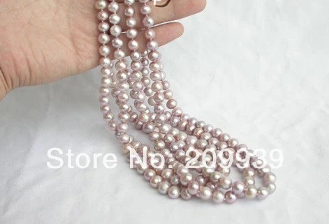 

huij 003267 wholesale 4piece 9-10mm purple round pearls necklace