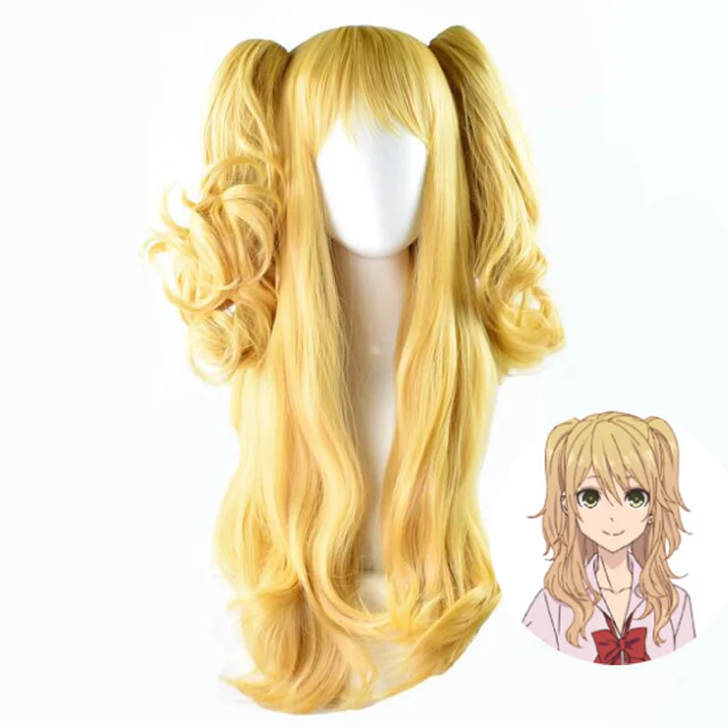 

New Citrus Yuzu Aihara Cosplay Wigs 60cm Long Wavy Heat Resistant Synthetic Hair Perucas Cosplay Wig+Hairnet