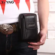 YIANG Ретро поясная сумка для мужчин из натуральной кожи мобильный Роскошный чехол для телефона маленькая набедренная сумка чехол для iphone/samsung/huawei