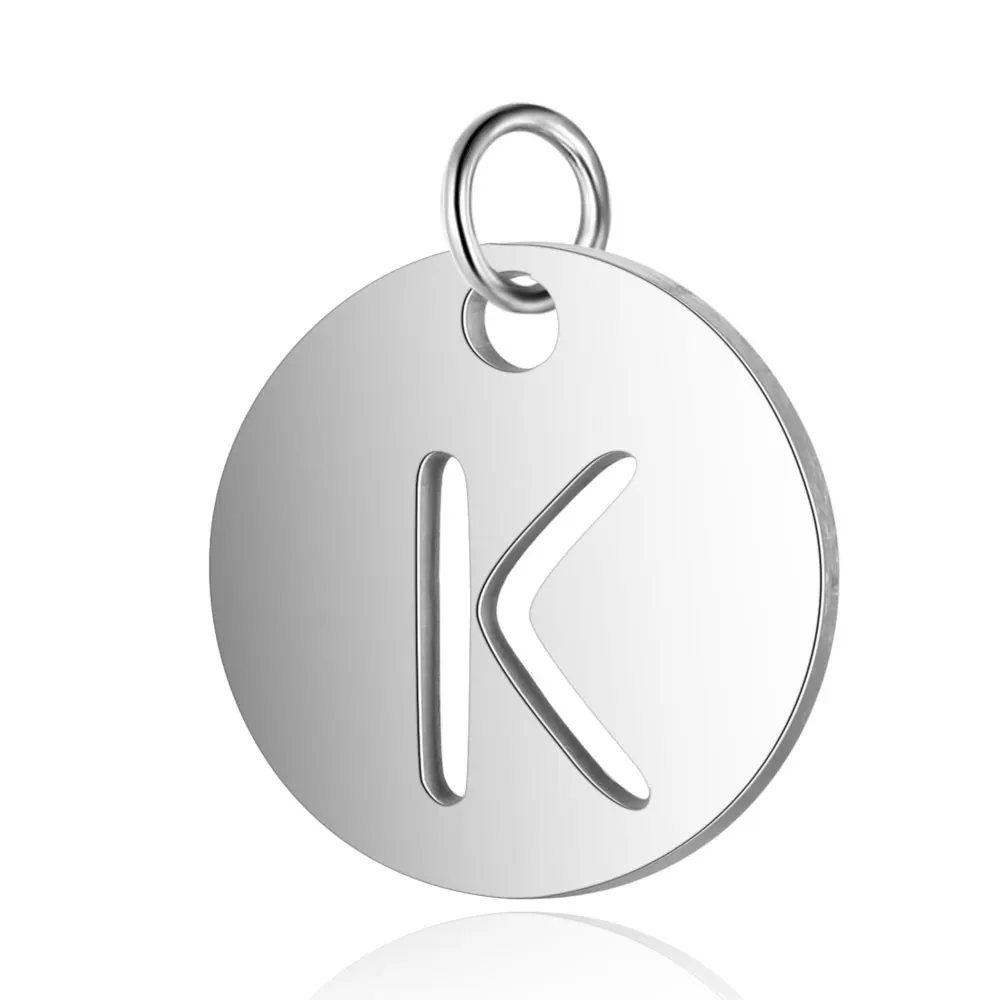 12 мм Круглый A Z инициалы кулон 316L Нержавеющая Сталь Буквы амулеты Модное Имя