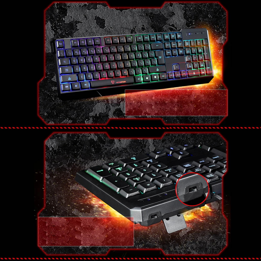 MOTOSPEED K70 USB Проводная 104 клавиши игр E-sport Keyboard светодиодный Красочные Подсветка с подсветкой для портативных ПК Тетрадь