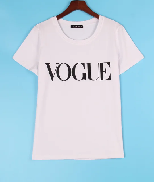 100 Cotton 8 Colors S 4XL Fashion Brand T Shirt Women VOGUE Printed T