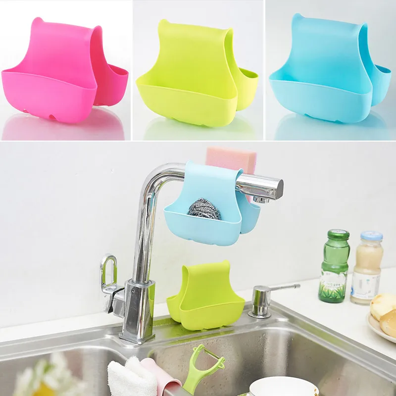 

1PCS Kitchen Organiser Double Storage Basket Sponge Hanging Bag Shower Organizer Sink Drain Basket Kitchen Bathroom Accessories