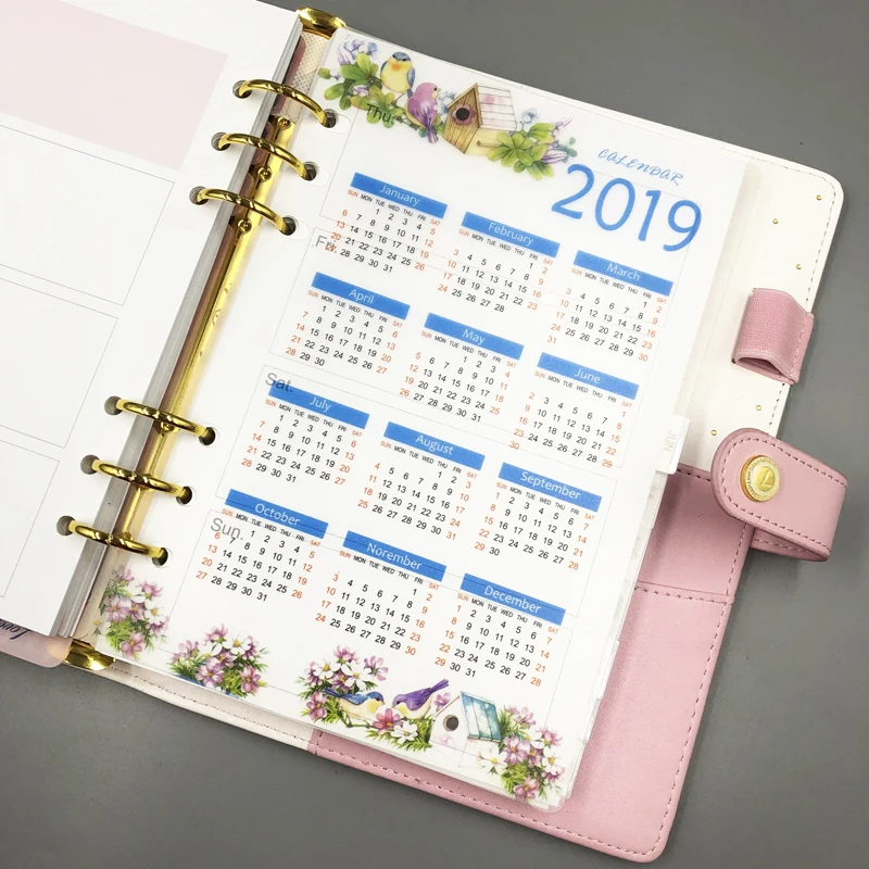 Fromthenon прозрачный 2019 календари для Filofax спираль тетрадь 6 отверстий вкладыш