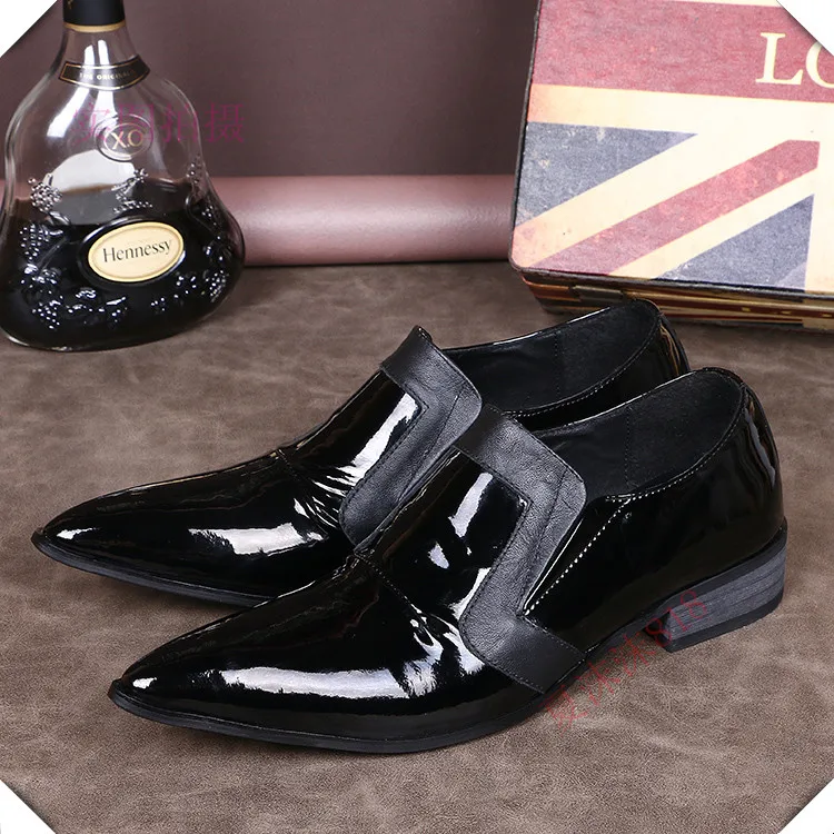 Luxury Brand Italian Fashion Men Dress Shoes Genuine Leather Black Business Formal Shoes Slip on Wedding Men Shoes Plus Size