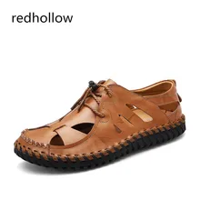 Модные мужские сандалии; мужские шлепанцы; обувь из натуральной кожи; летние пляжные сандалии; повседневная мягкая мужская обувь на шнуровке; Zapatos; дышащая обувь