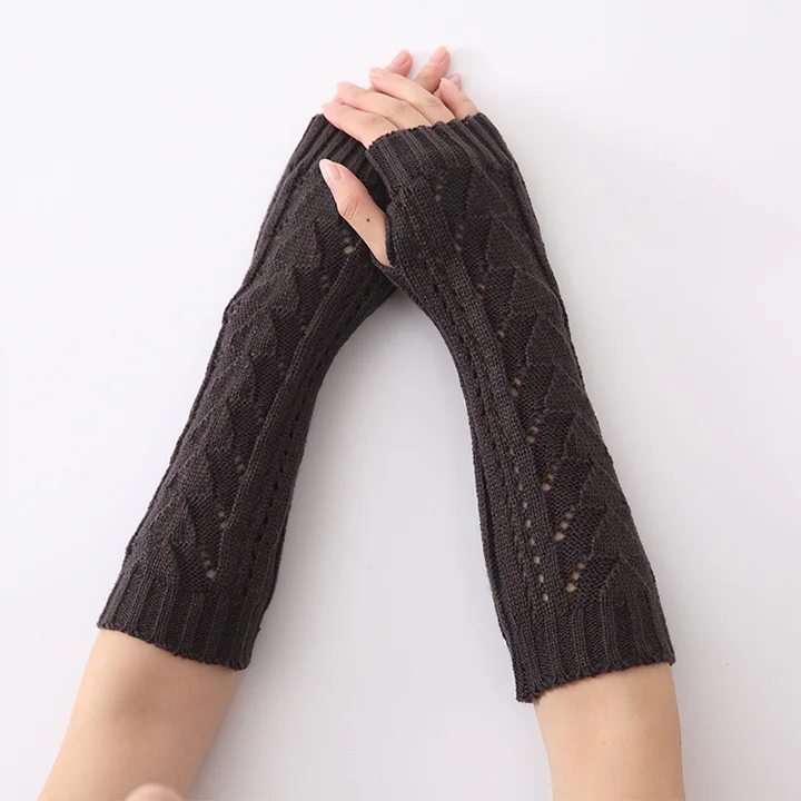 YOZIRON модные треугольные полые длинные женские зимние перчатки для взрослых Твердые Трикотажные Руки Теплые локоть зимние варежки без