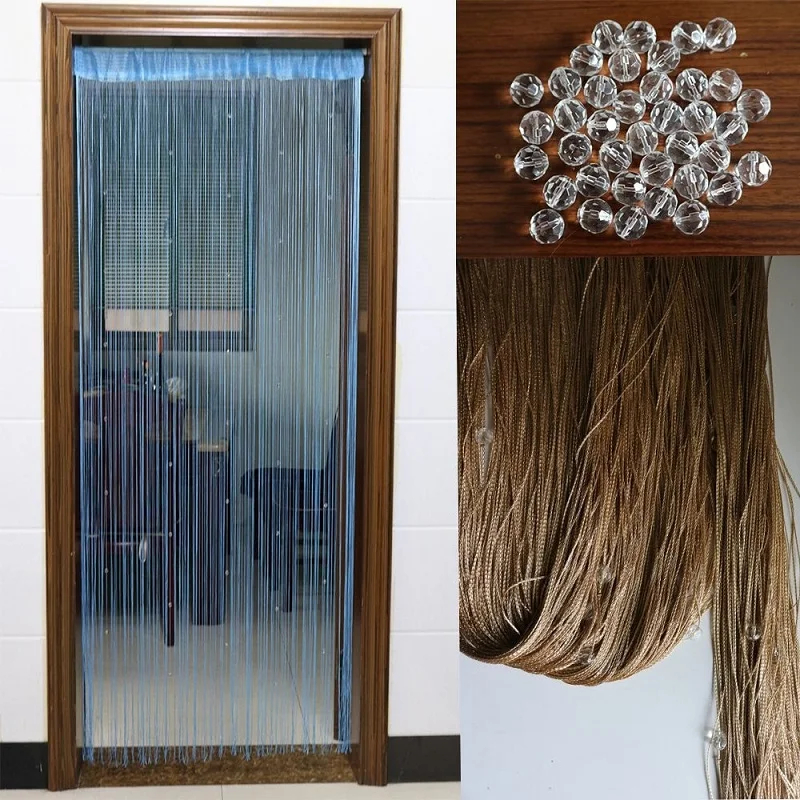 21m String Curtains Shiny Crystal Beads Line Yarn Curtain Divider Sheer Door Window String Living Room Wall  Tassel decoration (4)