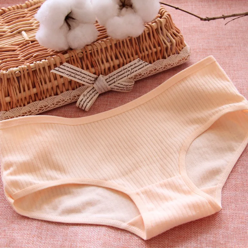 Solid Color Thread Panties Cotton Breathable Comfort Ladies Underwear