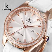 Ik for quartz watch rhinestone fashion ladies watch genuine leather ladies watch strap watch waterproof