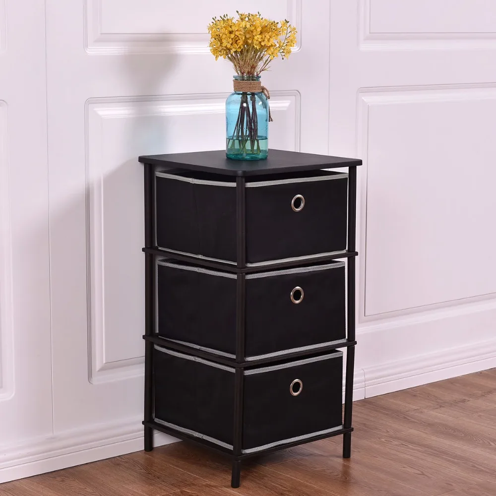 Golplus Bedroom Furniture Nightstands End Side Sofa Table Bin Home Office Storage Cabinets 3Tiers Modern Bedside Cabinet HW54188
