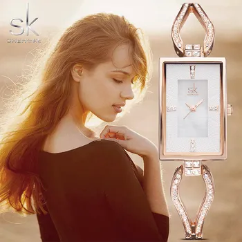 

Shengke Women Watches Dress Watch Skeleton Bracelet Diamond Sexy Watch Ladies Rhinestone Watches For Women Relogio Feminio