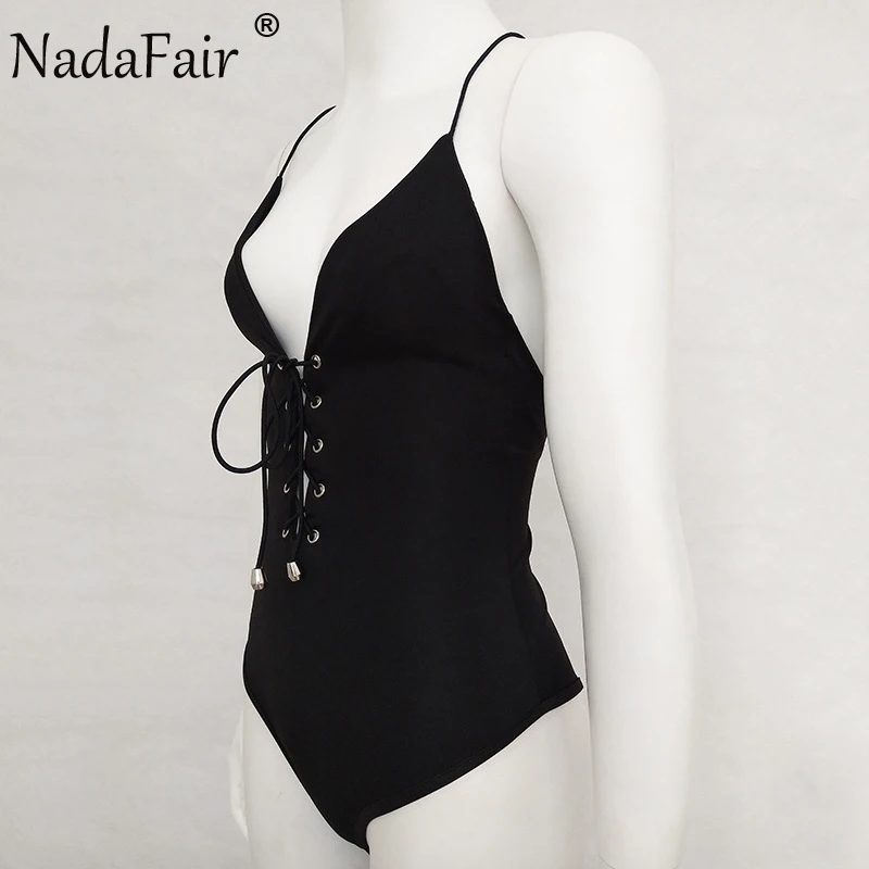 Nadafair без рукавов кружево пикантные Клубные вечерние узкие боди для женщин летние базовые Топы корректирующие спинки