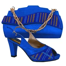 Royal Blue Passenden Schuhe Und Taschen Für Hochzeit Afrikanischen Schuh Mit Passender Tasche Set Hochwertigen Italienischen Heels MM1017