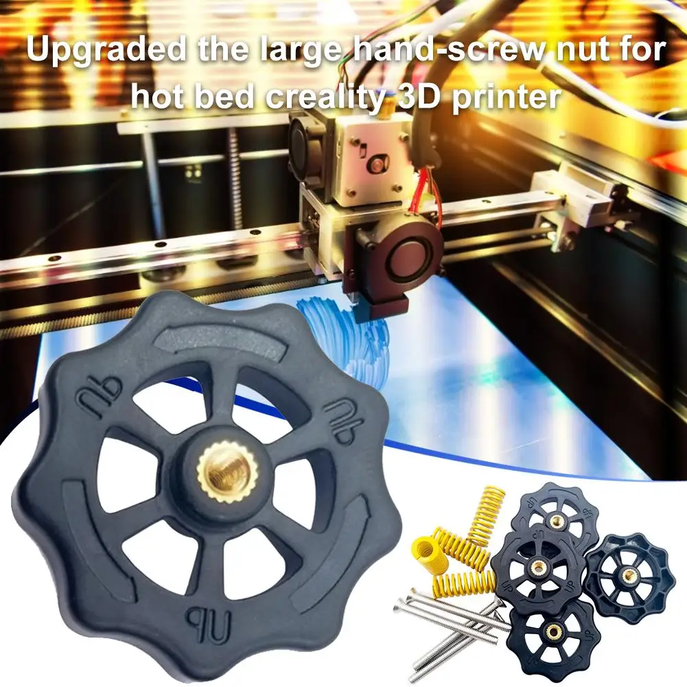 

New 4PCS 3D Printer Accessories CR10 Hot Bed Leveling Nut Ender3 Hand Screw Nut Screw Spring M4 Leveling Kit High Quality
