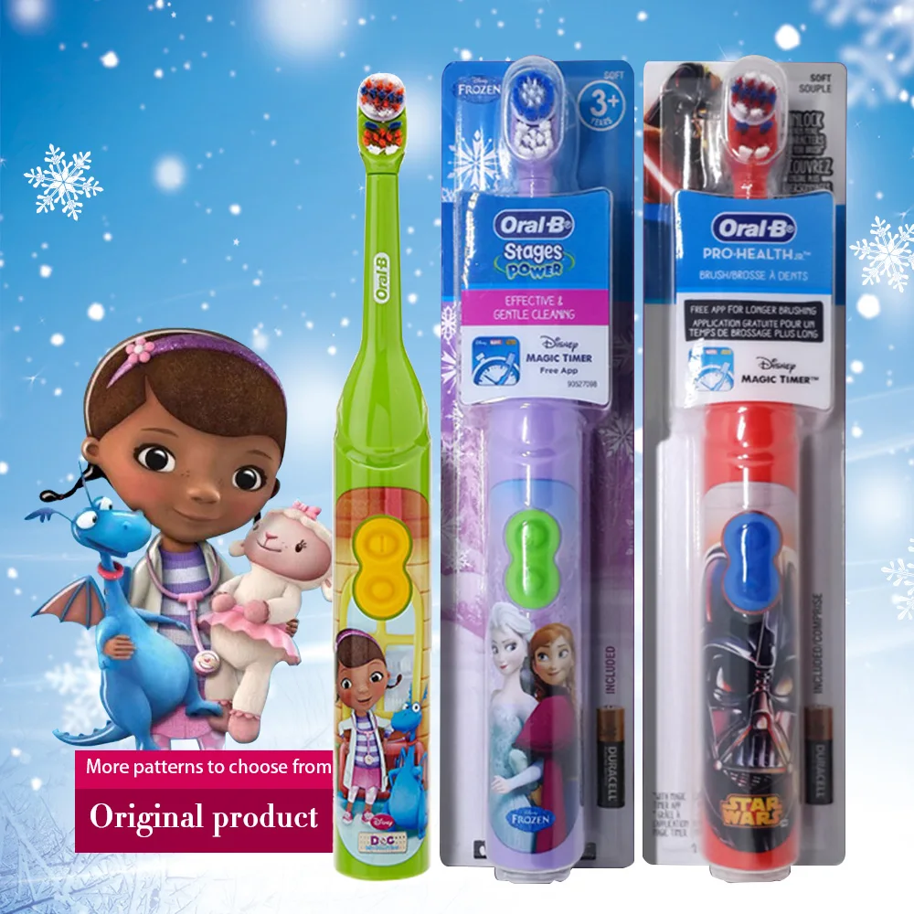 Oral B Children Electric Toothbrush Oral Care Soft Bristle Head Kids Stage Power Battery Rotating Tooth brush For Child 3+ Oral B Children Electric Toothbrush Oral Care Soft Bristle Head Kids Stage Power Battery Rotating Tooth brush For Child 3+