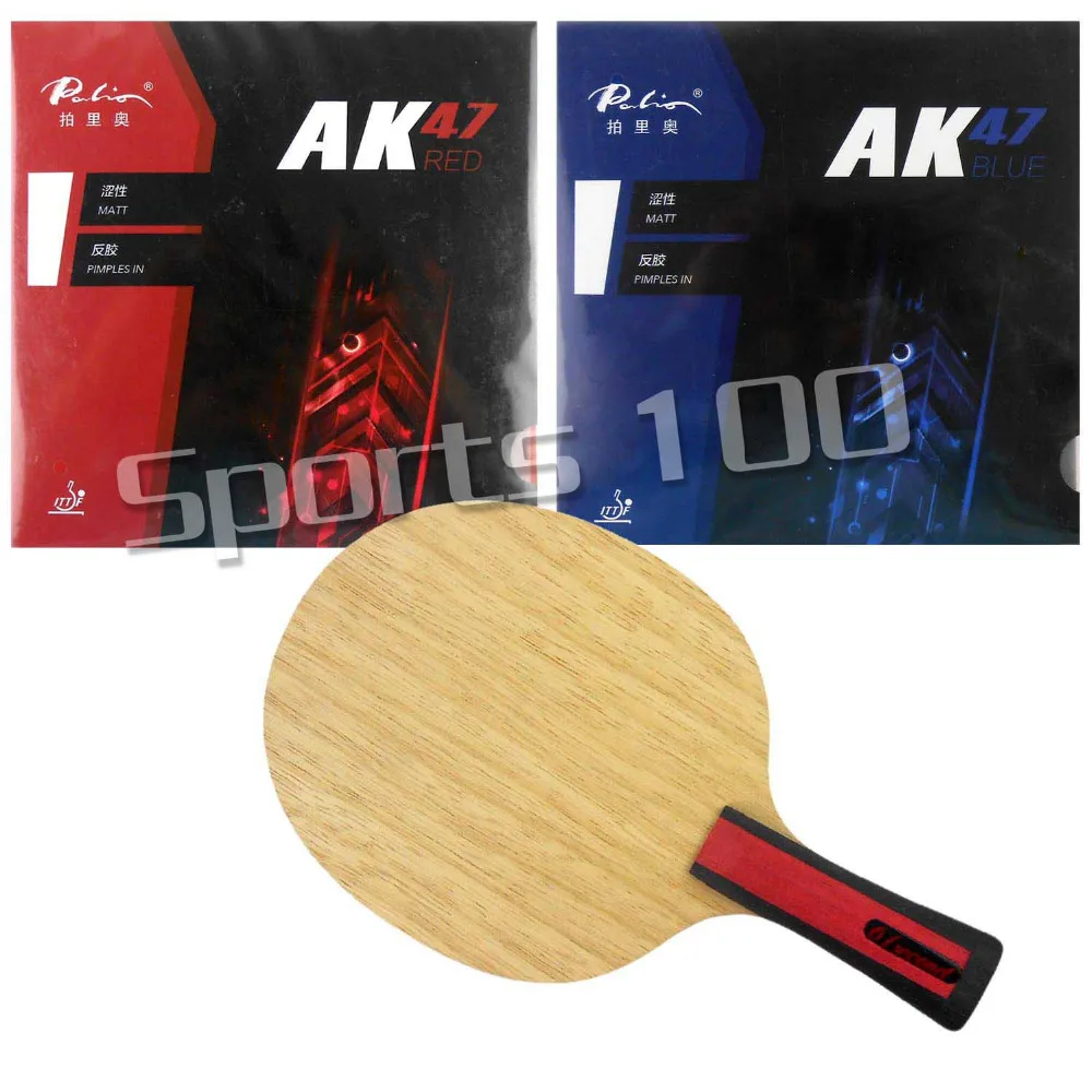 

61second 3004 Wooden Table Tennis Blade Shakehand FL with Palio AK47 RED and AK47 BLUE rubber