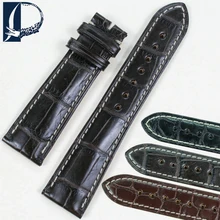 Pesno Suitable for Longines Master Collection Black Brown Dark Brown with white thread Alligator Skin Leather Watch Strap