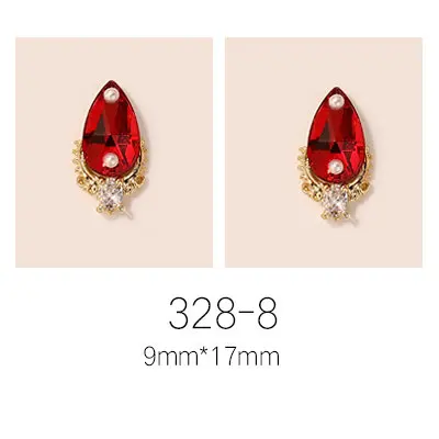 10pcs/lot super big luxury metal Nail art jewelry drop tears Rhinestone flower nails parts decorations Manicure Nail Accessories - Цвет: 328-8