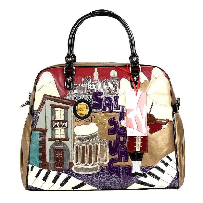 

SJ Women Shoulder Bags Female Messenger Bag Handbags Totes Braccialini Brand Style Handicraft Art Cartoon Musician Bar Violinist