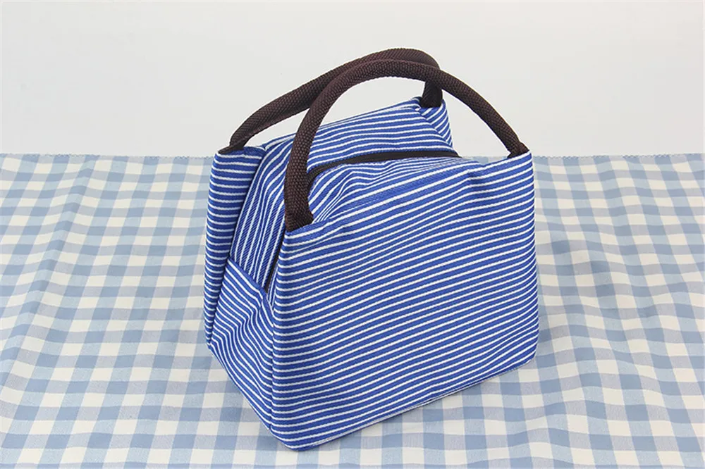 Stripes Lunch Bag for Women Isothermal Bag Packaged Food Thermal Bags Thermo Pouch Kids Lunch Bag Refrigerator Mummy Bag Totes